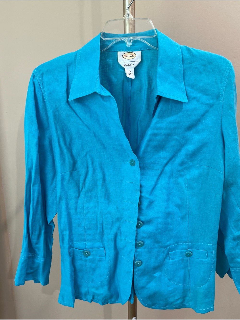 Talbots Linen Top in Turquoise Blue